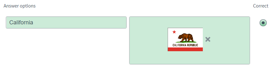 A Multiple Choice answer option with two columns.